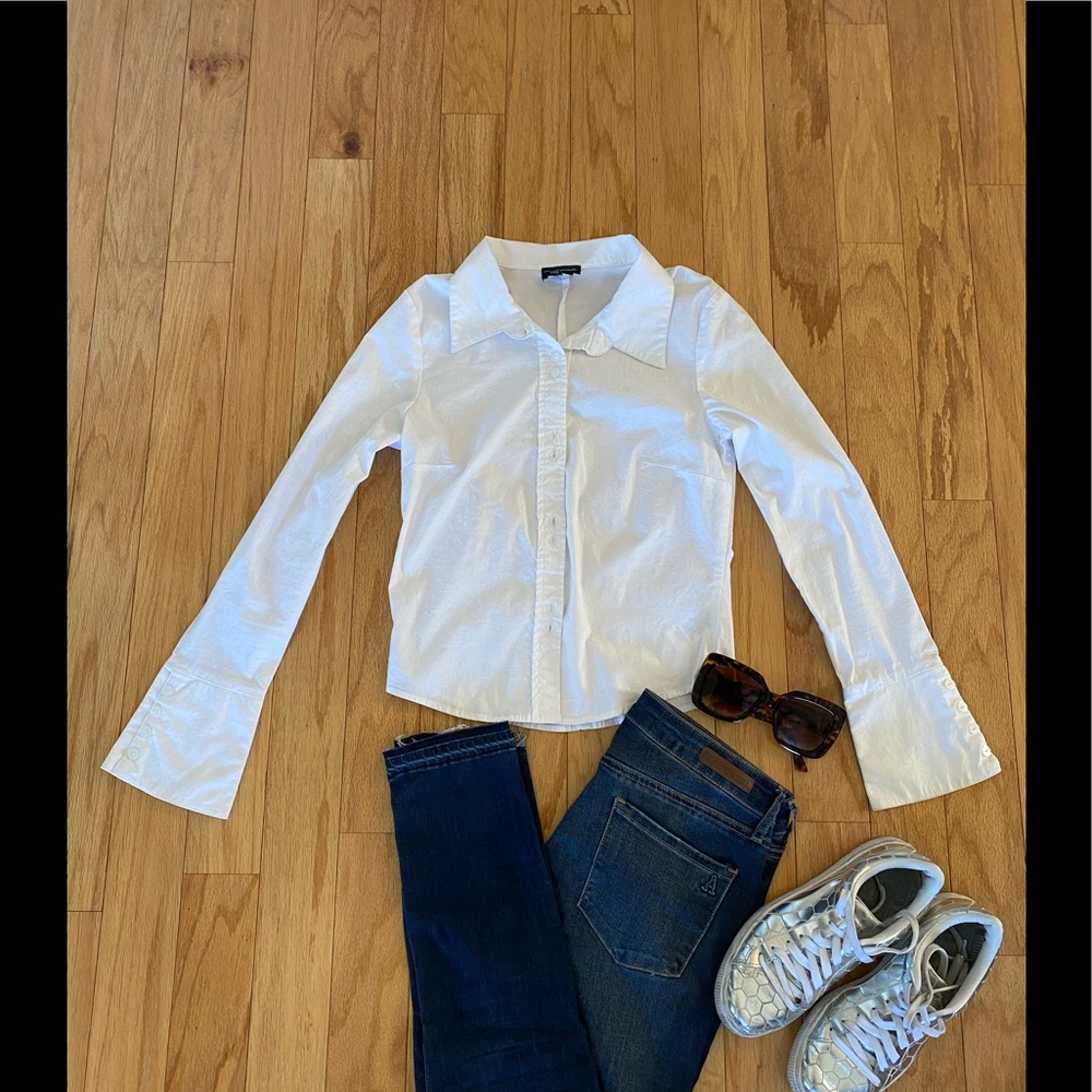 My Michelle- White Long Sleeve Button up Blouse